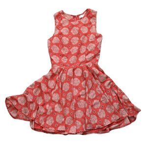 Maison Jules A line dress Small orange red defined waist sleeveless flowy